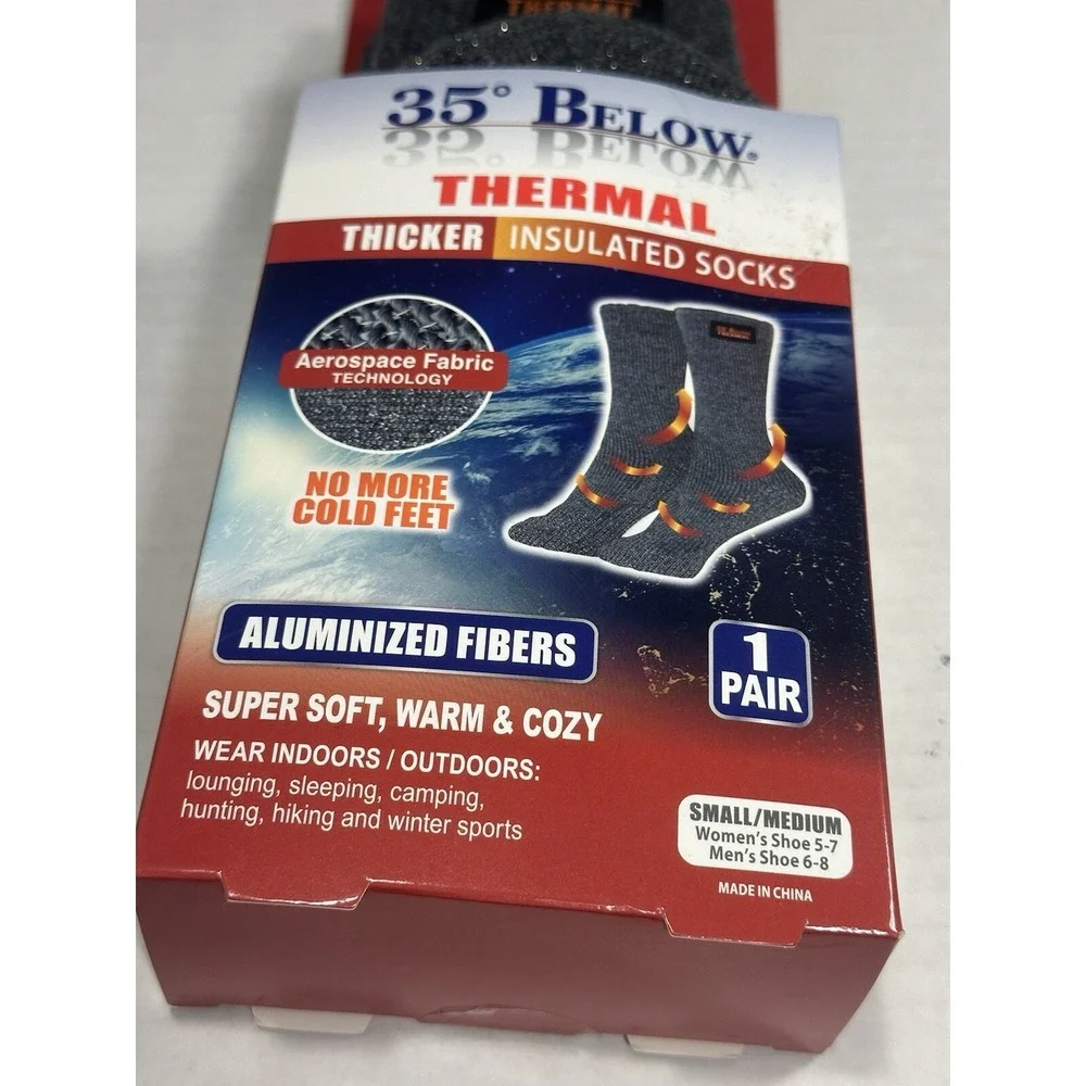 35‎ below thermal thicker insulated crew socks super soft unsex 1 pair grey